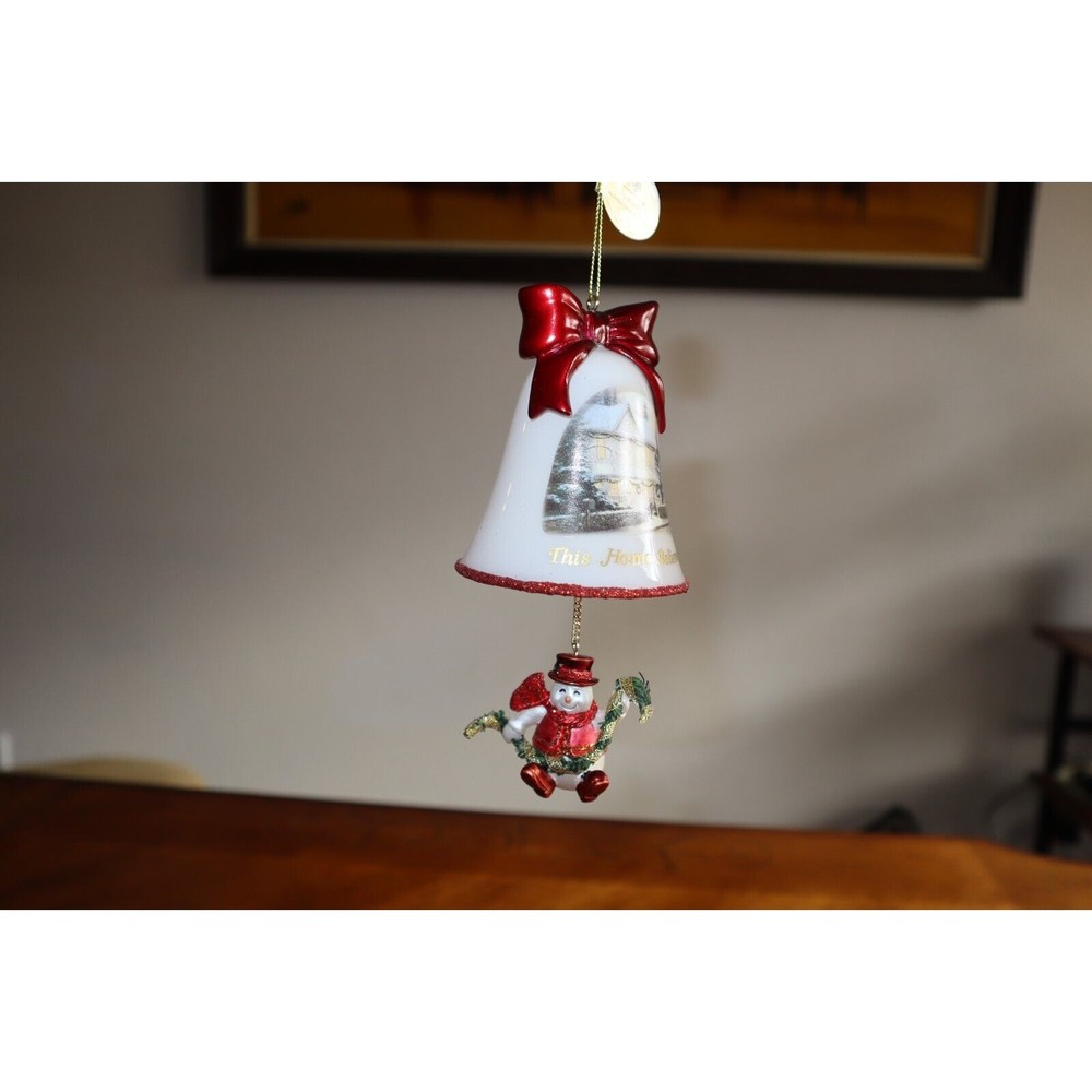 Thomas Kinkade Ringing in Holiday Christmas Bell Ornaments With Snowmen LOT#3 - Picture 13 of 13